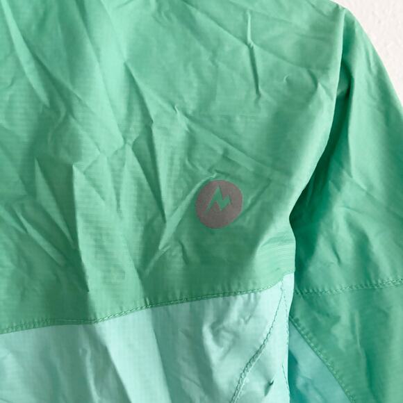 Marmot Kid Sz L (10-12) Green Windbreaker Waterproof Hooded Jacket Lightweight - Picture 9 of 16